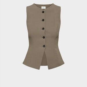 Chic Taupe Sleeveless Button-Up Vest
